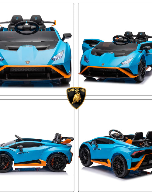 Load image into Gallery viewer, 24V Kids Ride on Car, Licensed Lamborghini STO Electric Car for Boys Girls, 2-Seater Ride on Drift Car with Remote Control, Music, 360° Spin, Max Speed 6Mph, Grey
