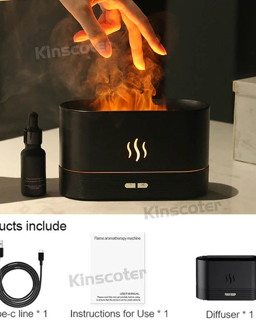 Load image into Gallery viewer, RGB Flame Aroma Diffuser Humidifier USB Desktop Simulation Light Aromatherapy Purifier Air for Bedroom with 7 Colors
