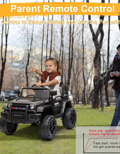 Load image into Gallery viewer, Kids Ride on Truck 2.4G Remote Control, Kids Electric Ride-On Car 12V Battery Motorized Vehicles Age 3-5 W/ 3 Speeds, Spring Suspension, LED Lights, Horn, Music Player, Seat Belts (Black)
