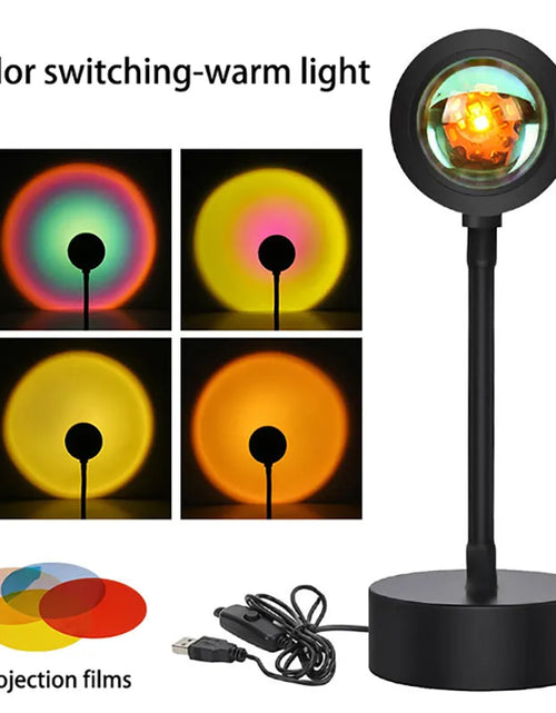 Load image into Gallery viewer, LED Sunset Lamp Nightlights USB Projector Birthday Party Decoration Mood Lights for Bedroom Living Room Wall Photography
