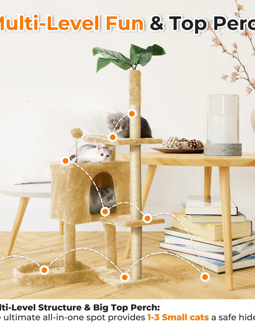 Load image into Gallery viewer, Cat Tree,52&quot; Cat Tower for Indoor Cats, Cat Tree with Scratching Posts Plush Perch Stand, Cat Condo with Funny Toys Kittens Pet Play House,Beige
