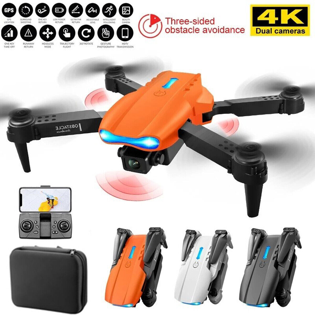 Drones Quadcopter 5G 4K GPS Drone X Pro with HD Dual Camera Wifi FPV Foldable RC