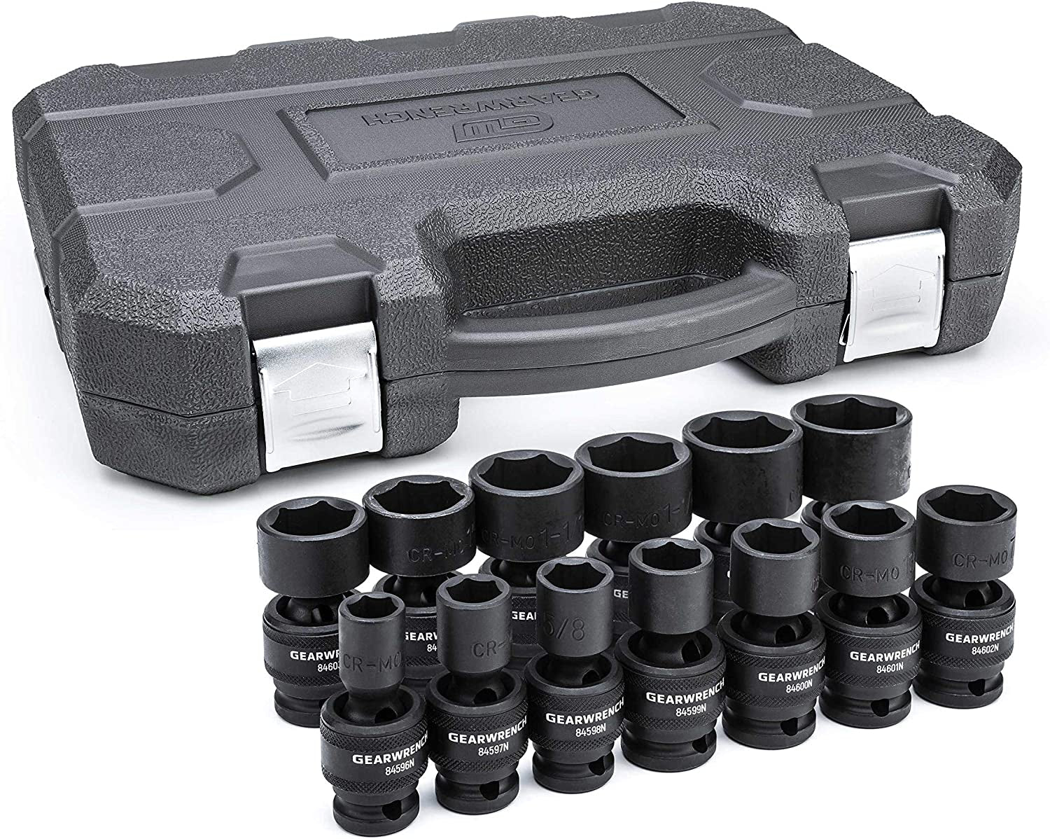 13 Pc. 1/2" Drive 6 Pt. Standard Universal Impact Socket Set, SAE - 84938N