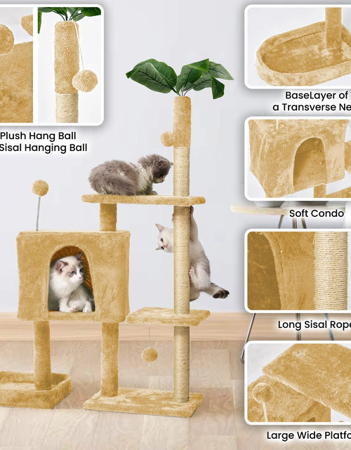 Load image into Gallery viewer, Cat Tree,52&quot; Cat Tower for Indoor Cats, Cat Tree with Scratching Posts Plush Perch Stand, Cat Condo with Funny Toys Kittens Pet Play House,Beige
