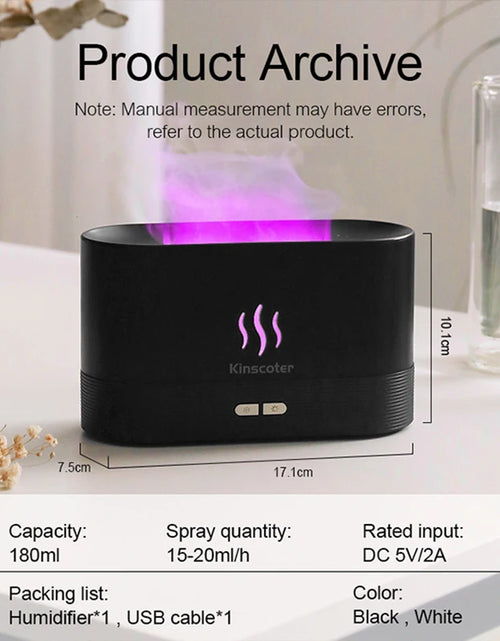 Load image into Gallery viewer, RGB Flame Aroma Diffuser Humidifier USB Desktop Simulation Light Aromatherapy Purifier Air for Bedroom with 7 Colors
