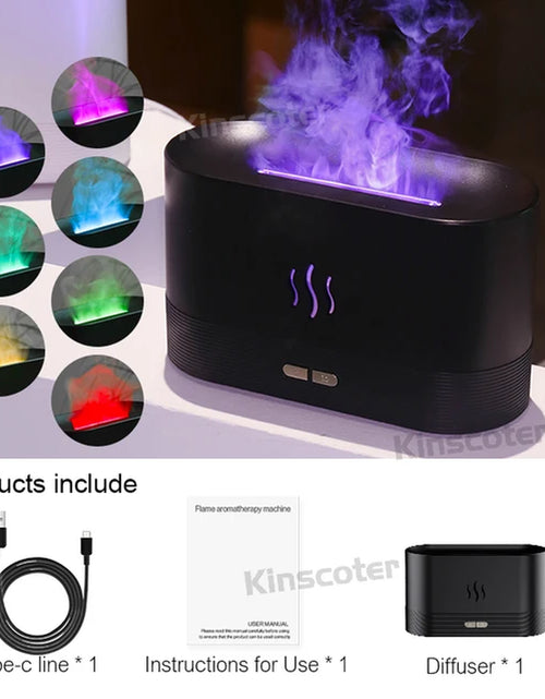 Load image into Gallery viewer, RGB Flame Aroma Diffuser Humidifier USB Desktop Simulation Light Aromatherapy Purifier Air for Bedroom with 7 Colors
