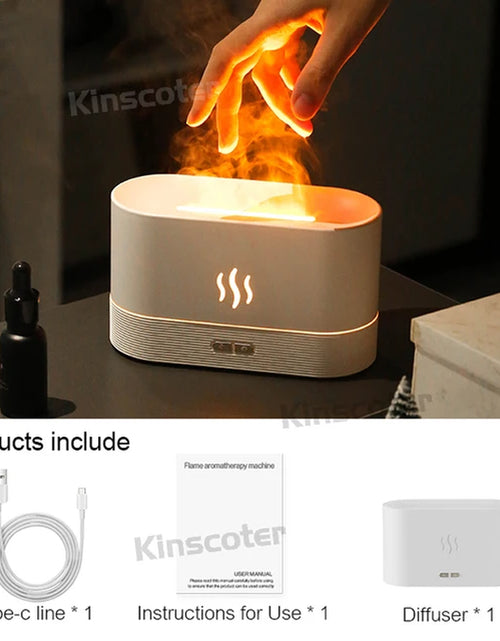 Load image into Gallery viewer, RGB Flame Aroma Diffuser Humidifier USB Desktop Simulation Light Aromatherapy Purifier Air for Bedroom with 7 Colors
