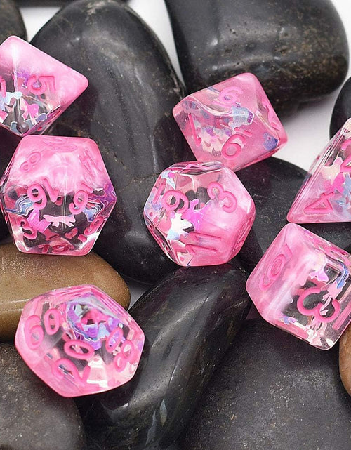 Load image into Gallery viewer, Polyhedral DND Dice Set, D&amp;D Dice Pink Dice Compatible Dungeons and Dragons Role Playing Game,Mtg,Pathfinder,Board Games, D and D Dice Set, D&amp;D（Pink）
