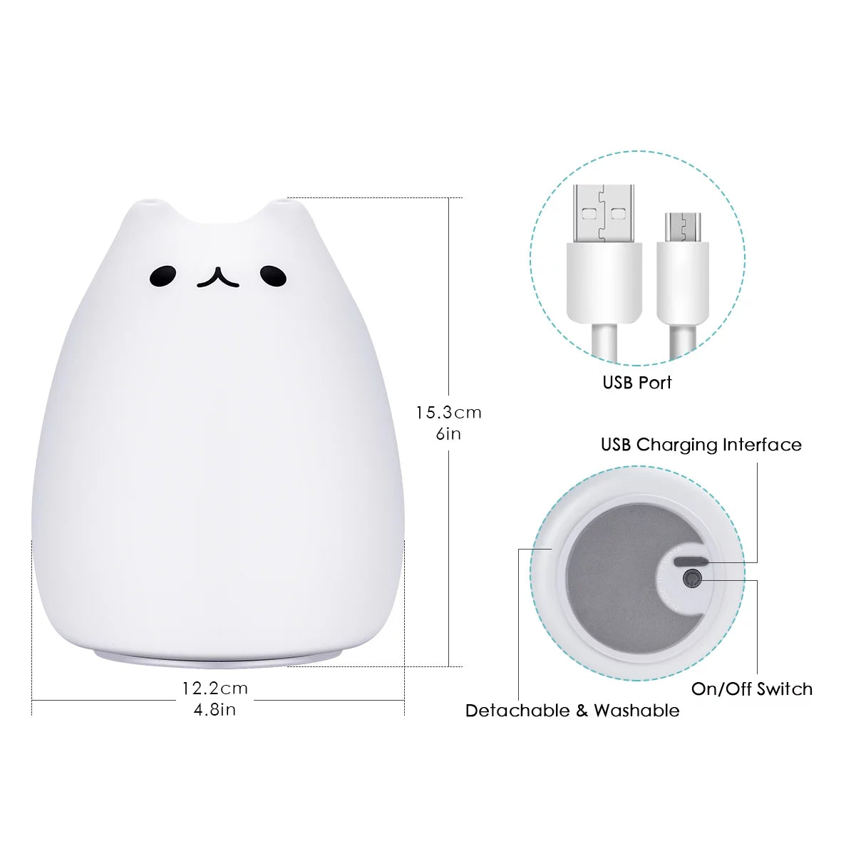 Children Night Light, Cute Cat Lamp Soft Silicone Sensitive Tap Control Decompression Toy