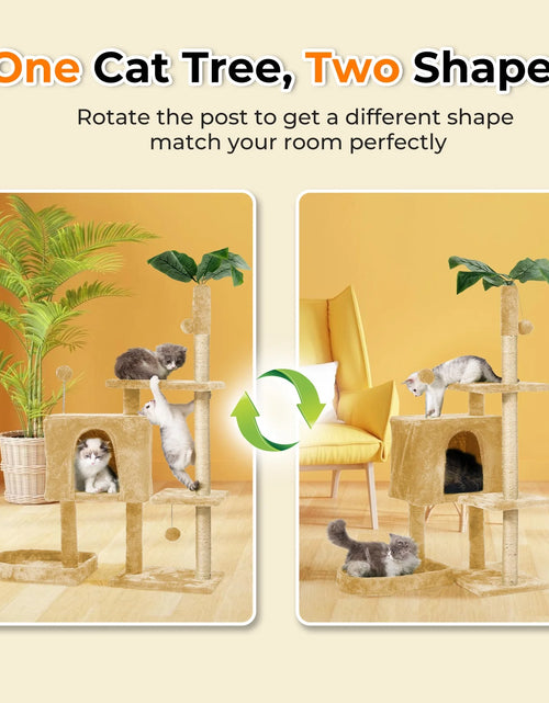 Load image into Gallery viewer, Cat Tree,52&quot; Cat Tower for Indoor Cats, Cat Tree with Scratching Posts Plush Perch Stand, Cat Condo with Funny Toys Kittens Pet Play House,Beige
