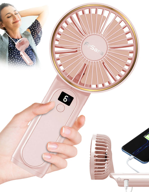 Load image into Gallery viewer, Portable Handheld Mini Fan, Neck Fan, 4000Mah Desk Fan, 180° Adjustable, 6 Speed Wind, Display Electricity in Real Time, USB Rechargeable Foldable Fan, Quiet Personal Fan with Power Bank Pink
