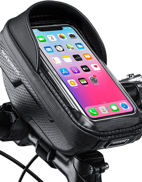 Load image into Gallery viewer, Bike Phone Mount Bag Bike Front Frame Handlebar Bag Waterproof Bike Phone Holder Case Bicycle Accessories Pouch Sensitive Touch Screen Compatible with Iphone 11 XS Max XR 8 plus below 6.5&quot;
