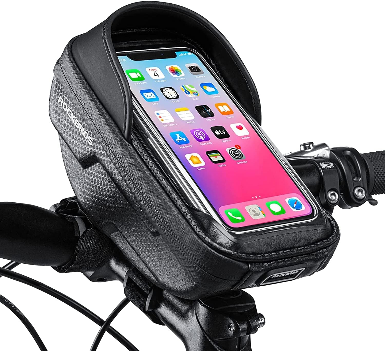 Bike Phone Mount Bag Bike Front Frame Handlebar Bag Waterproof Bike Phone Holder Case Bicycle Accessories Pouch Sensitive Touch Screen Compatible with Iphone 11 XS Max XR 8 plus below 6.5"