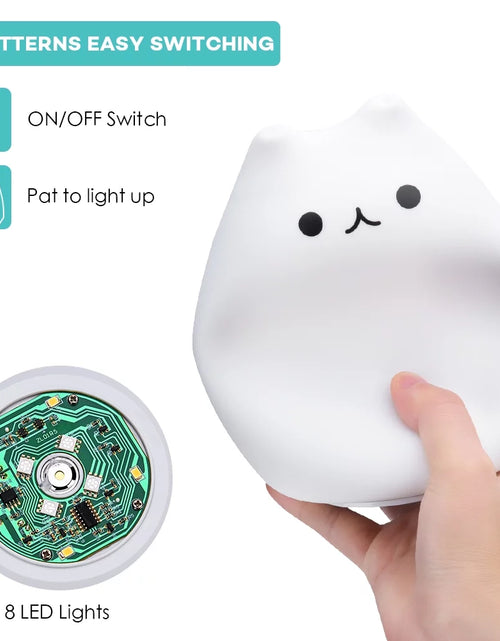 Load image into Gallery viewer, Children Night Light, Cute Cat Lamp Soft Silicone Sensitive Tap Control Decompression Toy
