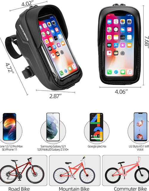 Load image into Gallery viewer, Bike Phone Mount Bag Bike Front Frame Handlebar Bag Waterproof Bike Phone Holder Case Bicycle Accessories Pouch Sensitive Touch Screen Compatible with Iphone 11 XS Max XR 8 plus below 6.5&quot;
