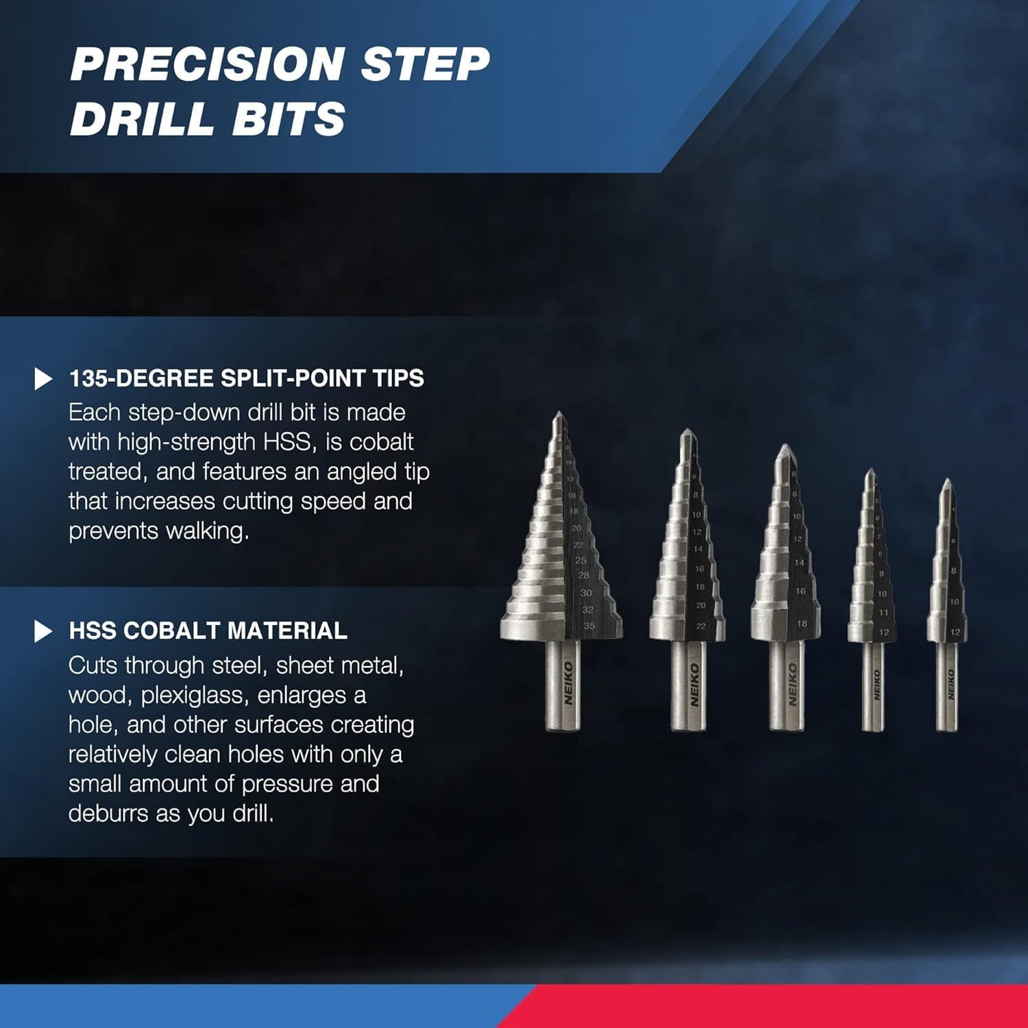 10198A Step Drill Bit Set | 5 Piece | Metric/Mm | High Speed Steel