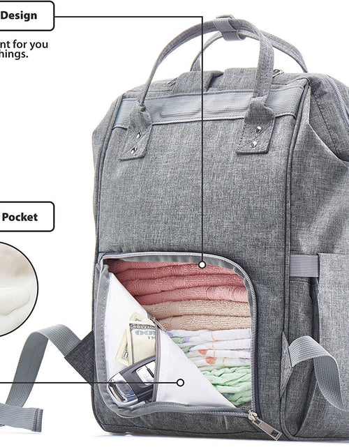 Load image into Gallery viewer, Diaper Bag Backpack – Multi-Function Baby Bag, Maternity Nappy Bags for Travel, Large Capacity, Waterproof, Durable &amp; Stylish for Woman and Men, Gray
