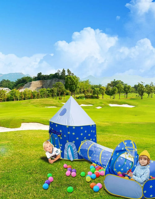 Load image into Gallery viewer, Kids Play Tent, 3 in 1 Kids Play Tent for Toddler Boys with Play Tunnel &amp; Baby Ball Pit &amp; Castle Tent and Storage Bag, Indoor Outdoor Toy Tent for Toddlers Kids Toy Gifts (Without Ball)
