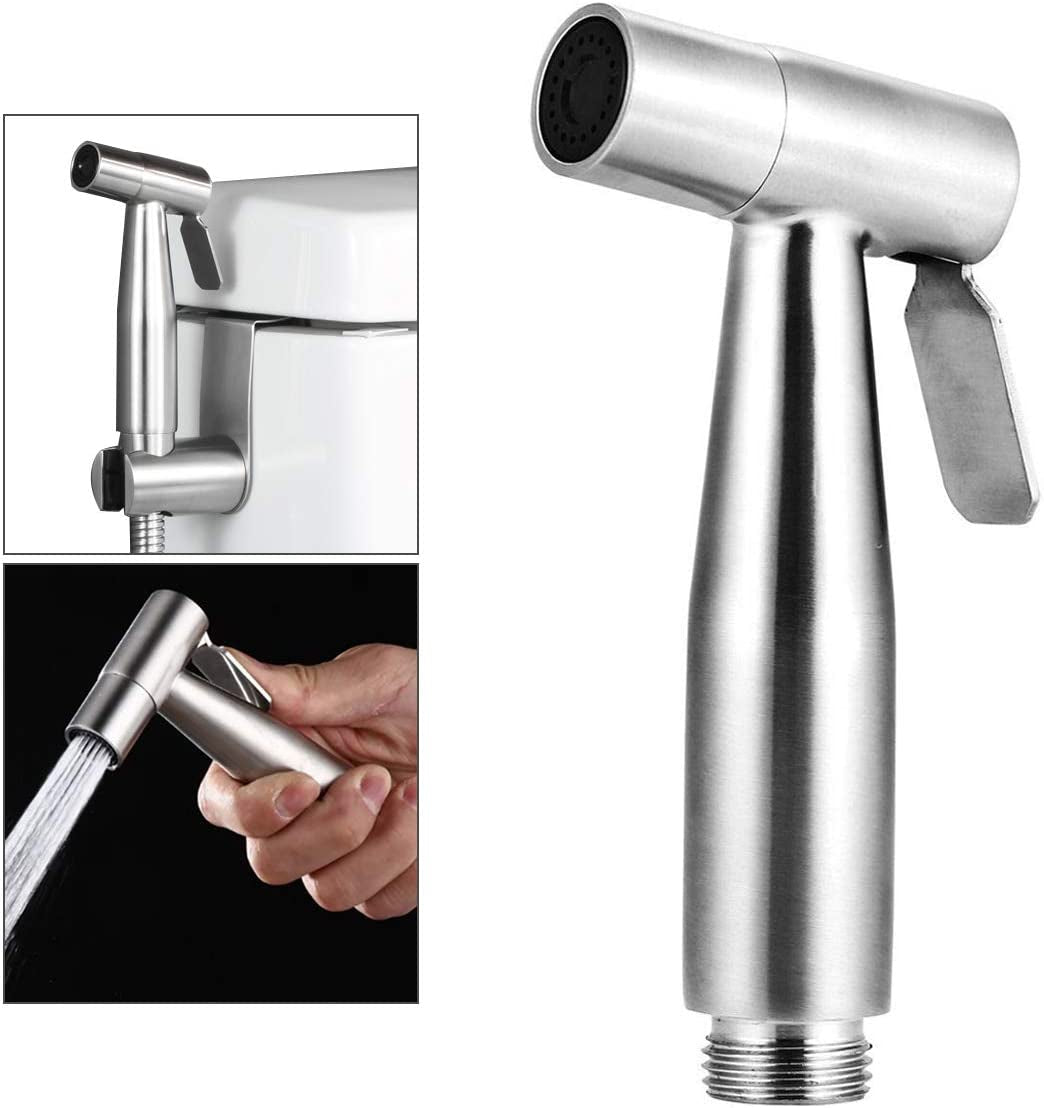 Handheld Bidet Sprayer for Toilet,  Baby Cloth Diaper Sprayer Bidet for Toilet Stainless Steel Brushed Nickel Bathroom Hand Held Shattaf Shower Wall&Toilet Mount (Bidet Sprayer Head Only)