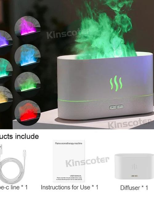 Load image into Gallery viewer, RGB Flame Aroma Diffuser Humidifier USB Desktop Simulation Light Aromatherapy Purifier Air for Bedroom with 7 Colors
